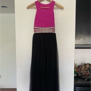 Pink And black long dress